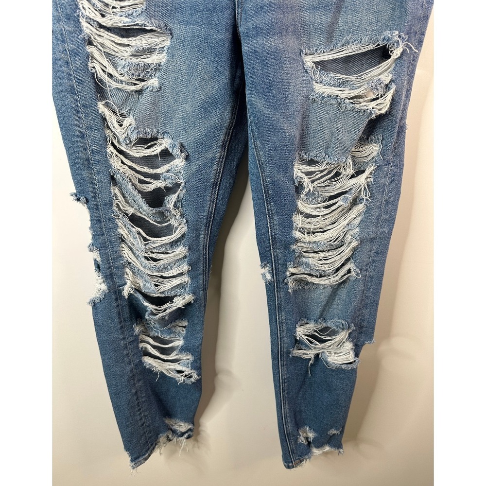 American Eagle Distressed Mom Jeans Size 6 Destroyed Ripped Grunge High Rise - Picture 4 of 13